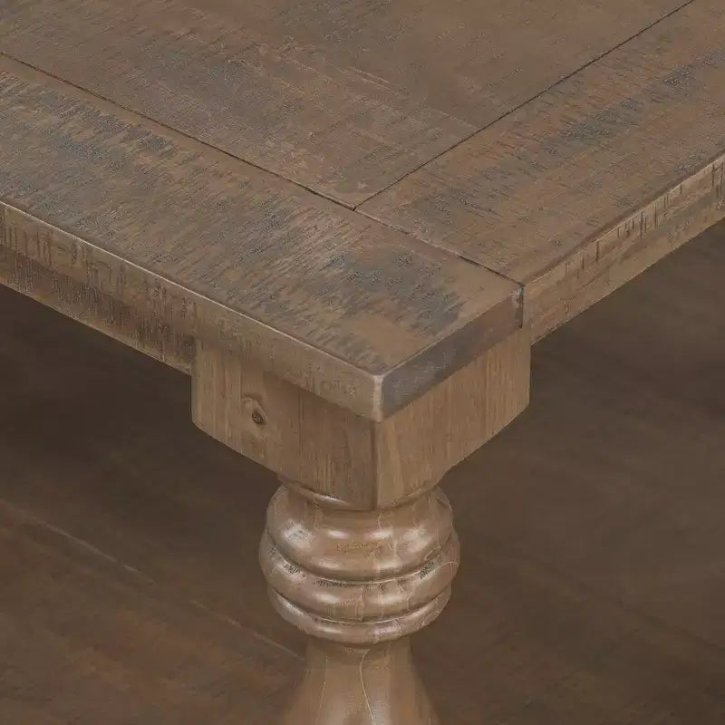 Vintage Coffee Table Wood Sofa Side Table Retro Center Table with Artistic Vase Column Legs, Black/Brown/Gray-ModernLuxe
