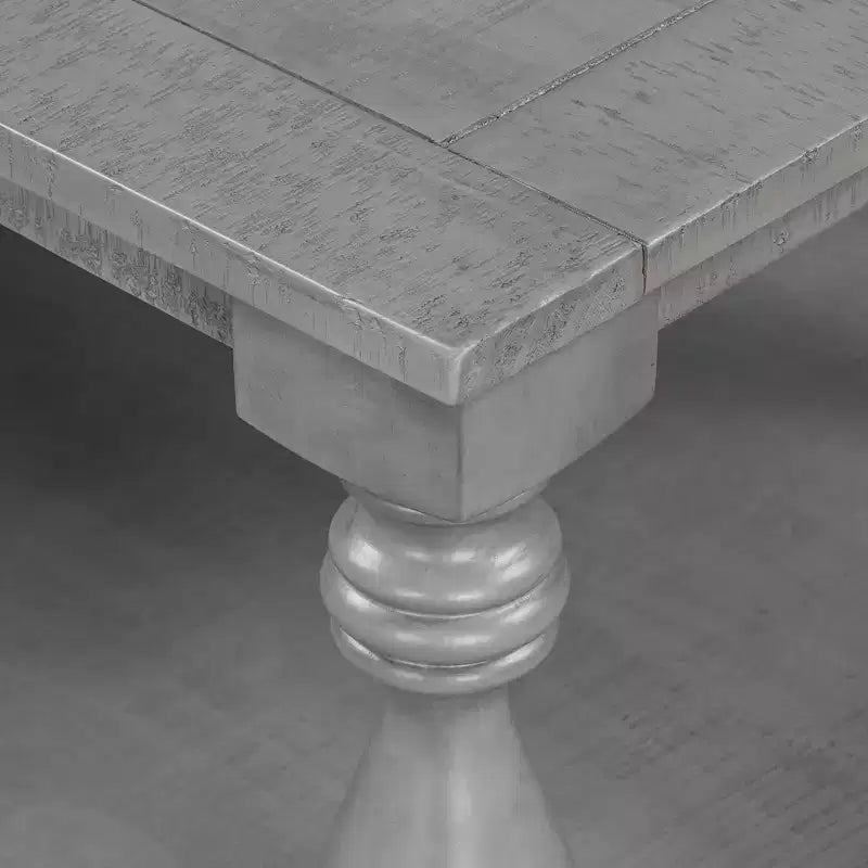 Vintage Coffee Table Wood Sofa Side Table Retro Center Table with Artistic Vase Column Legs, Black/Brown/Gray-ModernLuxe