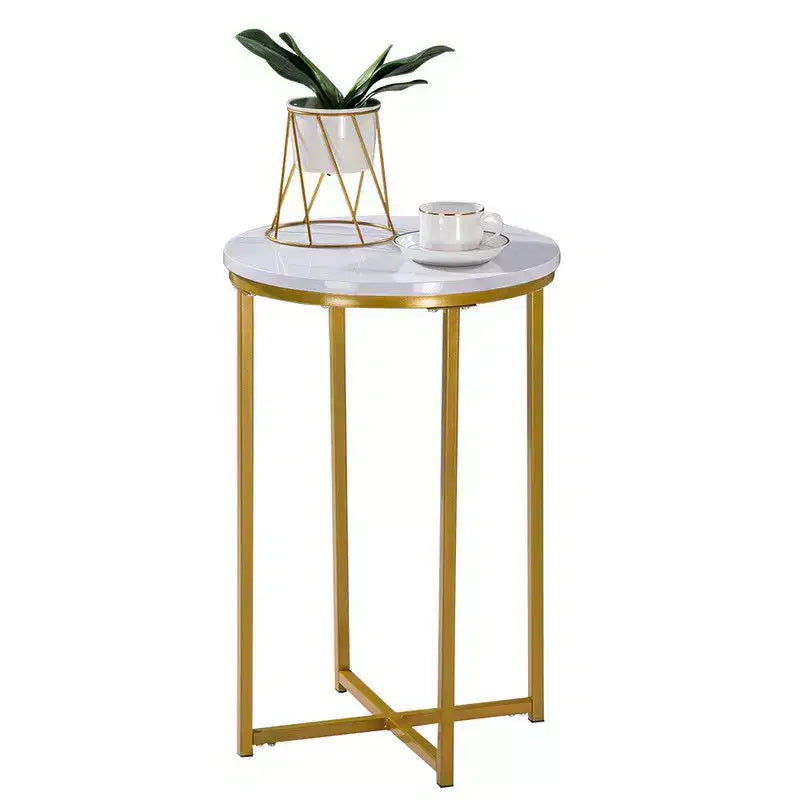 Karl Home | Simple Round End Table Marble White