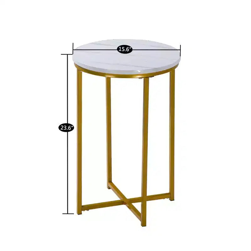 Karl Home | Simple Round End Table Marble White