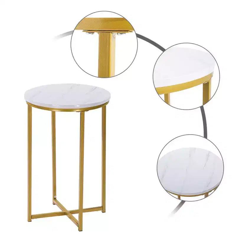 Karl Home | Simple Round End Table Marble White