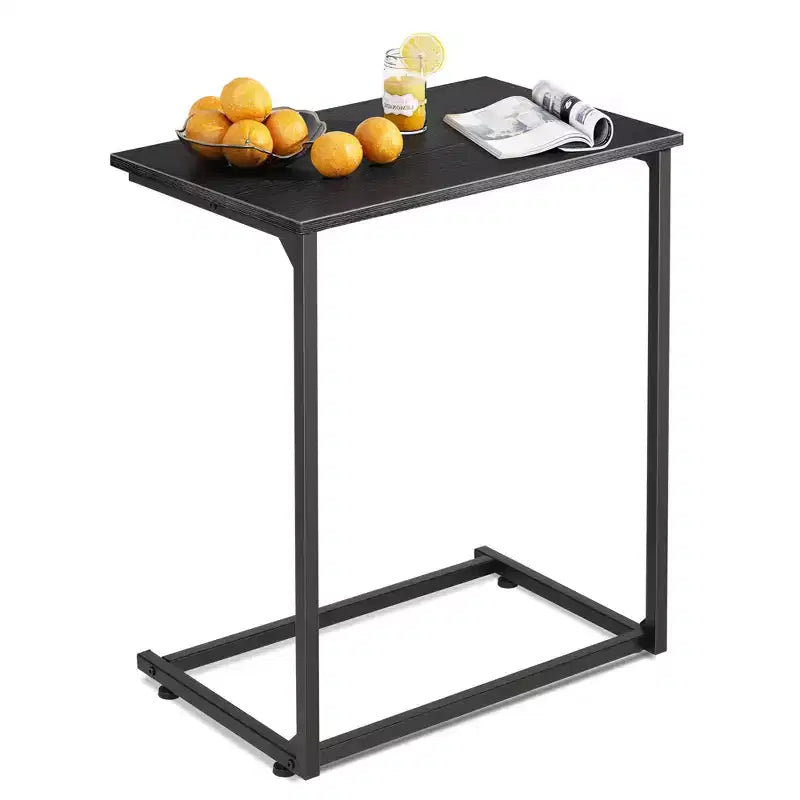 C-Shaped End Table, Small Side Tables for Sofa, Wide Couch Table That Slide Under, Laptop Snack Table