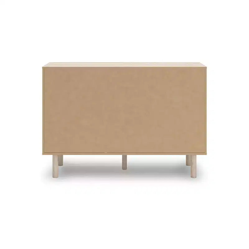 Signature Design by Ashley Birkmore 6-Drawer Dresser, Light Oak Finish with Floral Accents, Tan