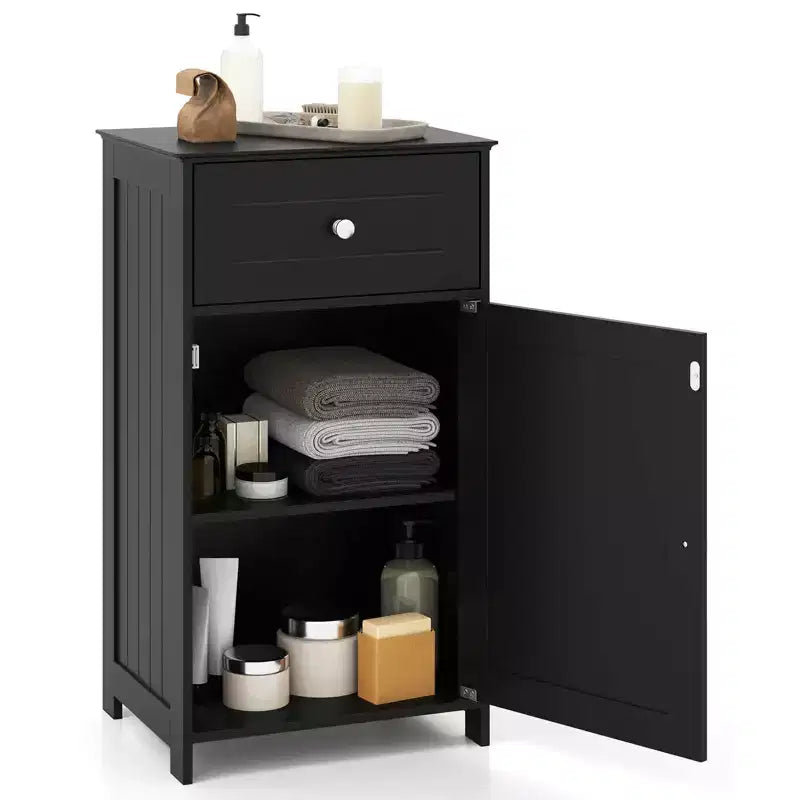 Costway White Floor Storage Cabinet Bathroom Organizer Cupboard Drawer Shelf Bath Towel White/Gray/Black