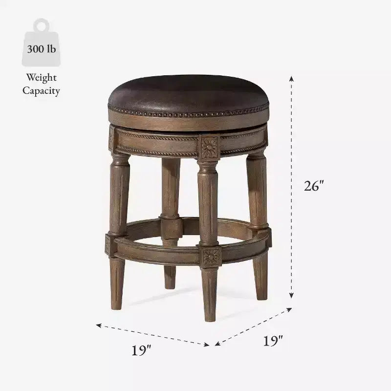 Maven Lane 26 Pullman Backless Swivel Counter Height Bar Stools with Faux Leather