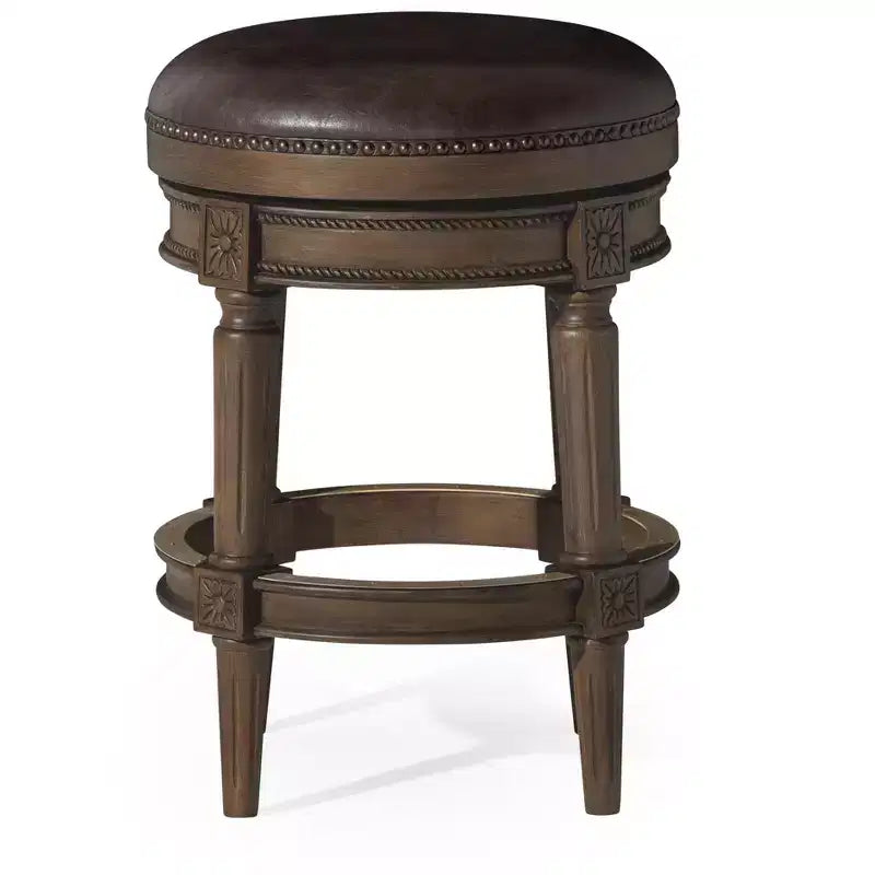 Maven Lane 26 Pullman Backless Swivel Counter Height Bar Stools with Faux Leather