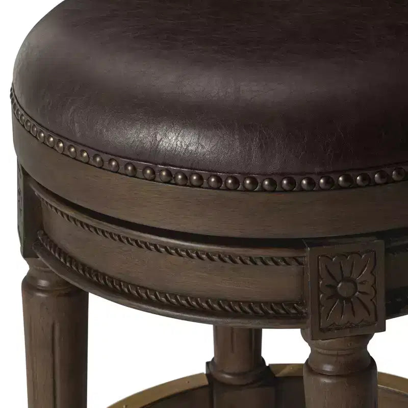 Maven Lane 26 Pullman Backless Swivel Counter Height Bar Stools with Faux Leather
