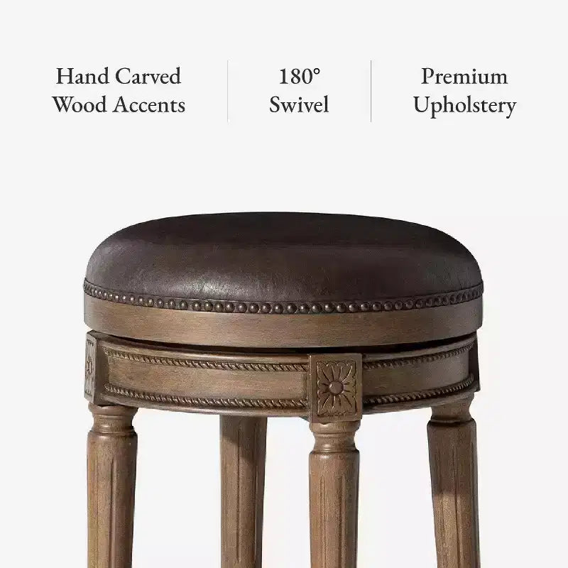 Maven Lane 26 Pullman Backless Swivel Counter Height Bar Stools with Faux Leather