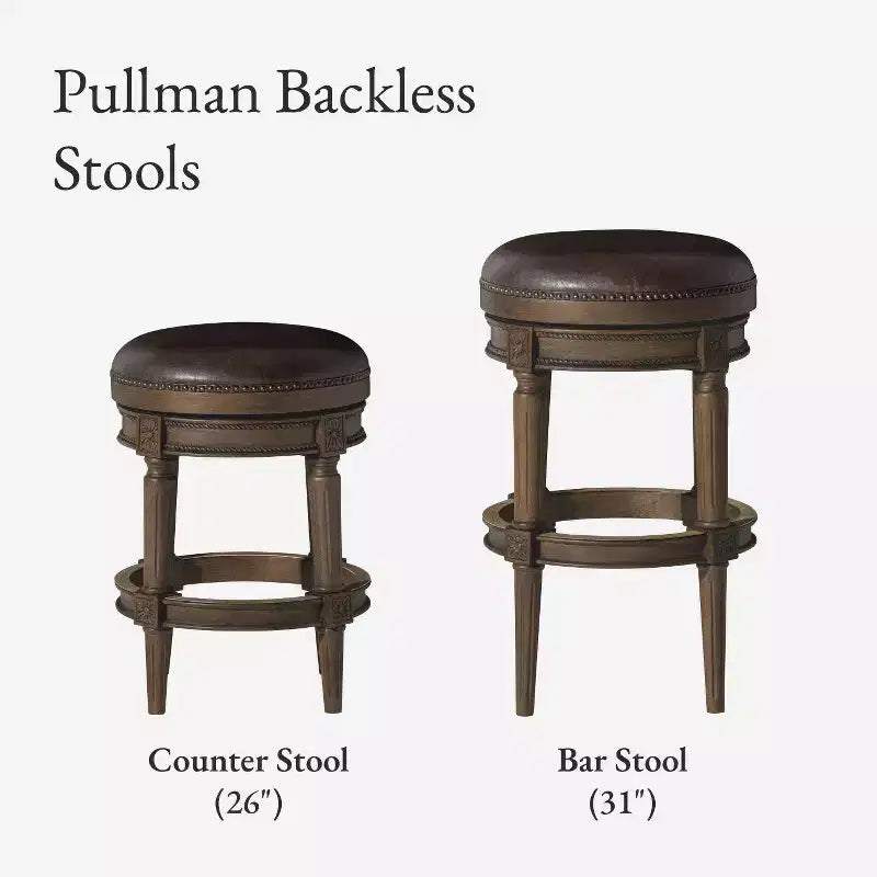 Maven Lane 26 Pullman Backless Swivel Counter Height Bar Stools with Faux Leather