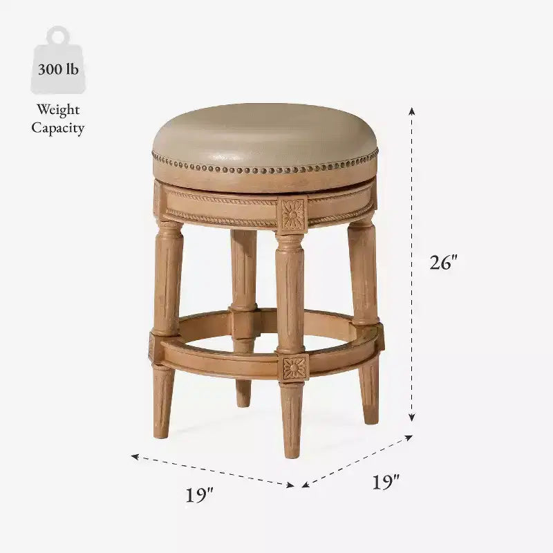Maven Lane 26 Pullman Backless Swivel Counter Height Bar Stools with Faux Leather