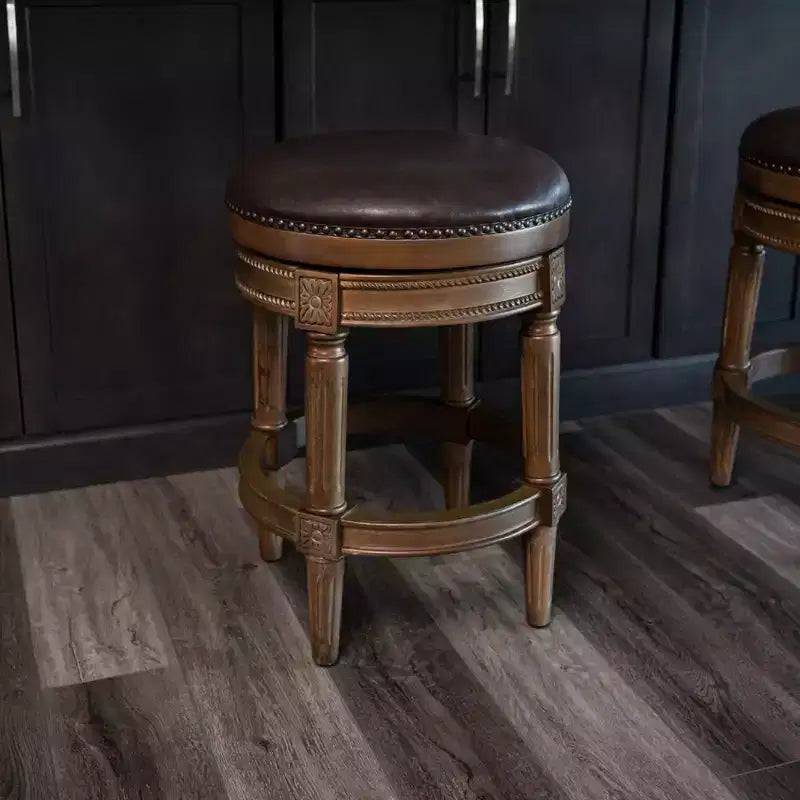 Maven Lane 26 Pullman Backless Swivel Counter Height Bar Stools with Faux Leather