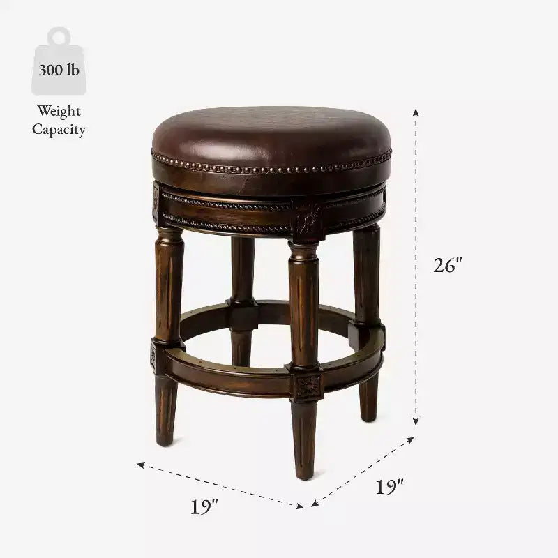 Maven Lane 26 Pullman Backless Swivel Counter Height Bar Stools with Faux Leather