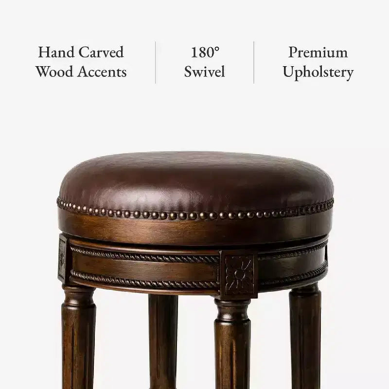 Maven Lane 26 Pullman Backless Swivel Counter Height Bar Stools with Faux Leather