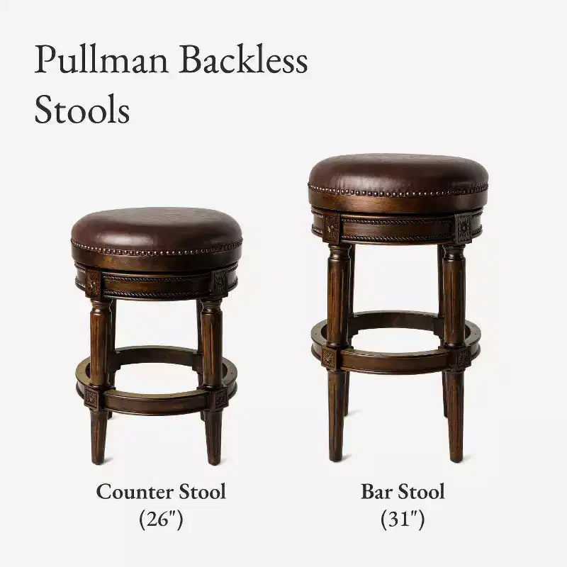 Maven Lane 26 Pullman Backless Swivel Counter Height Bar Stools with Faux Leather