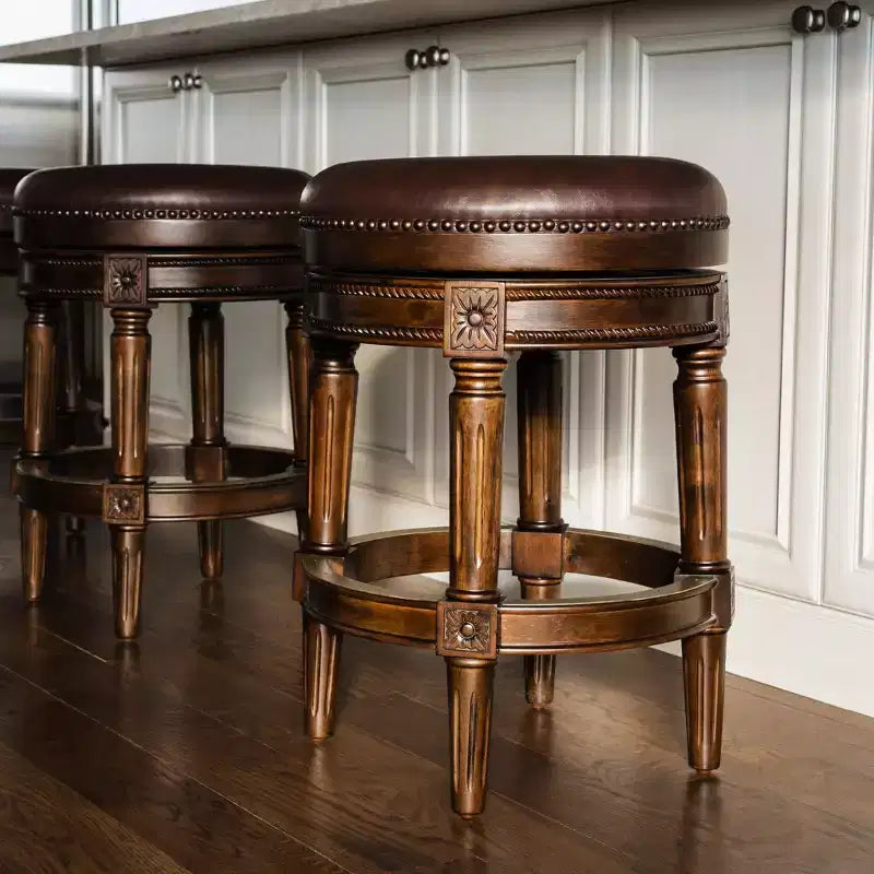 Maven Lane 26 Pullman Backless Swivel Counter Height Bar Stools with Faux Leather
