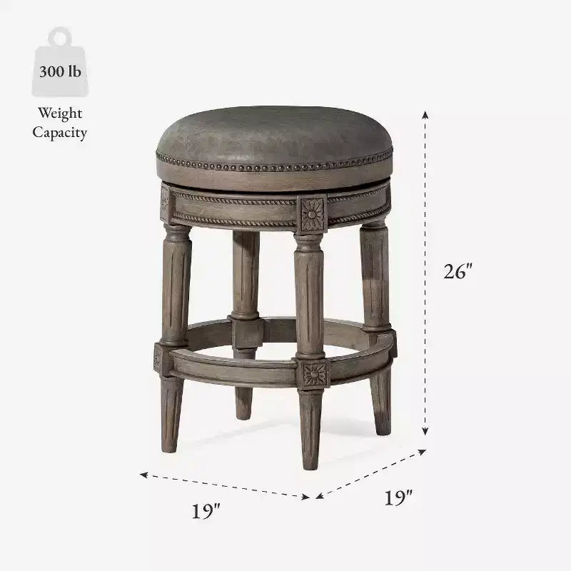 Maven Lane 26 Pullman Backless Swivel Counter Height Bar Stools with Faux Leather