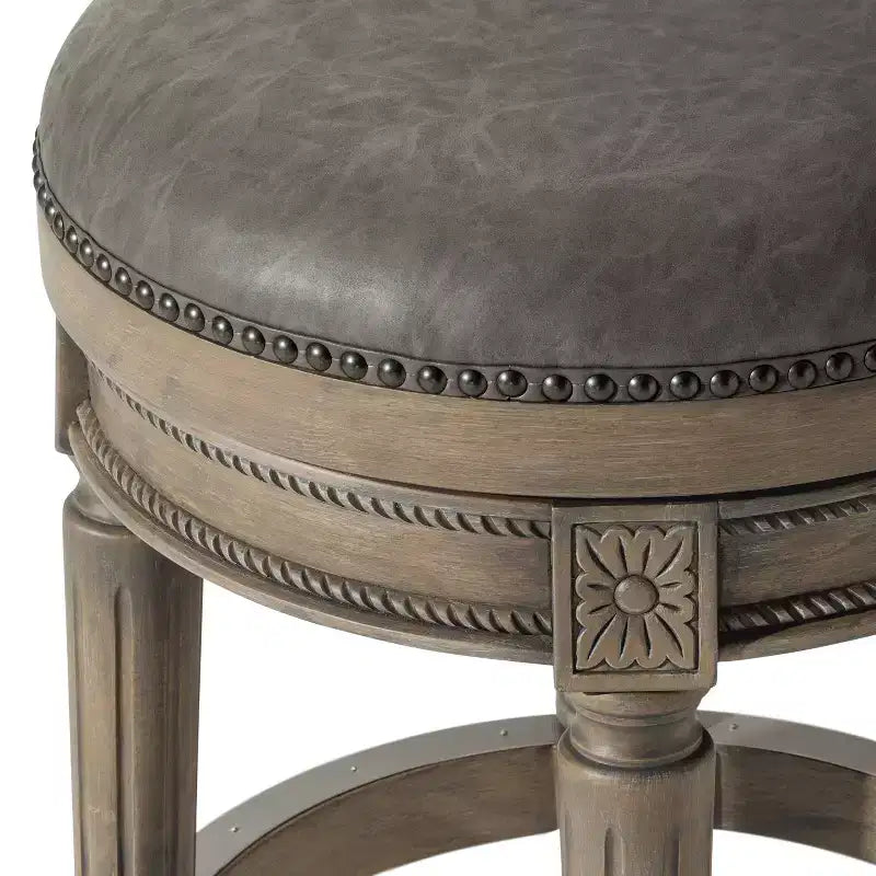 Maven Lane 26 Pullman Backless Swivel Counter Height Bar Stools with Faux Leather