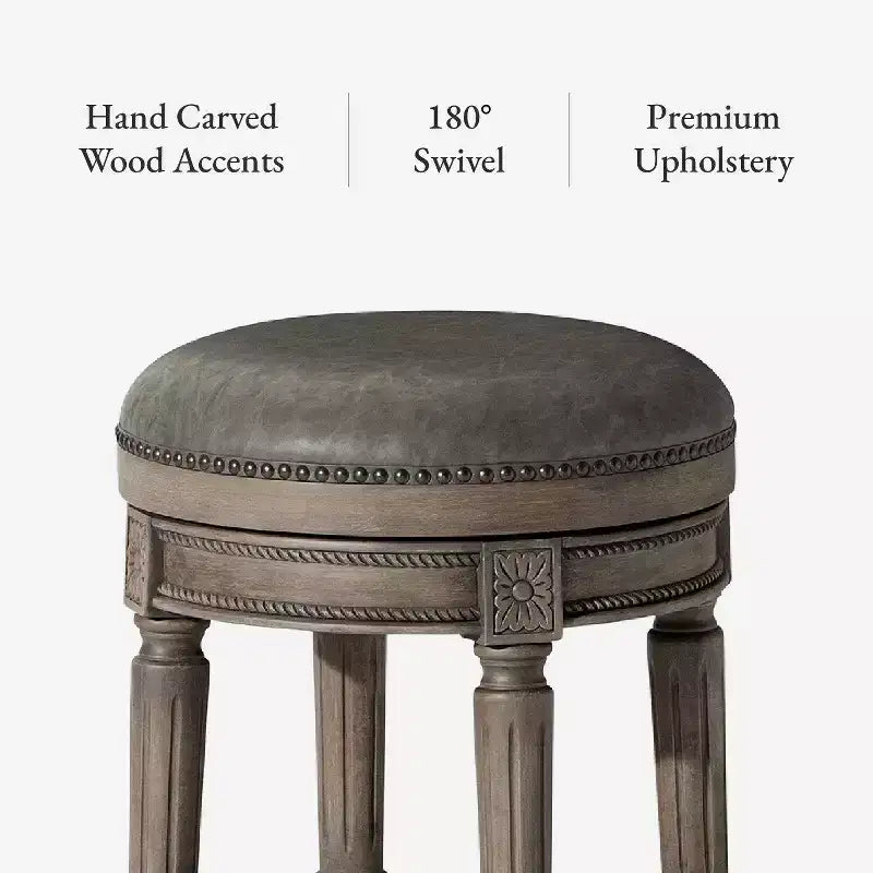 Maven Lane 26 Pullman Backless Swivel Counter Height Bar Stools with Faux Leather