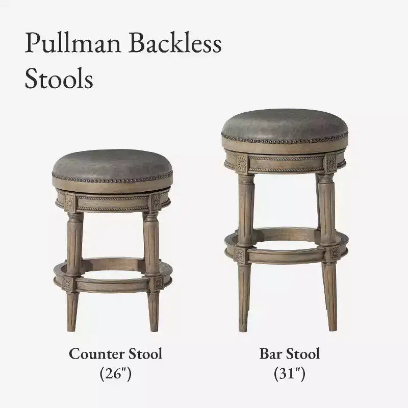 Maven Lane 26 Pullman Backless Swivel Counter Height Bar Stools with Faux Leather