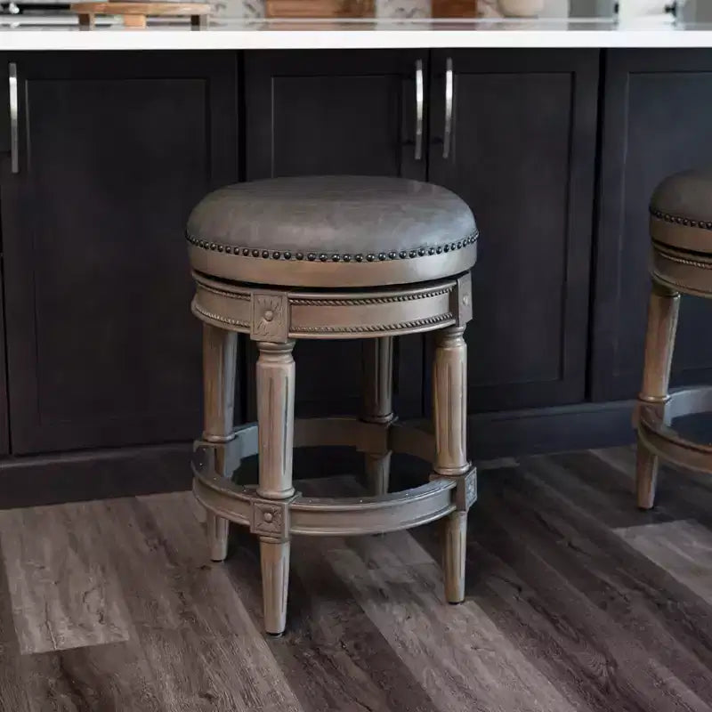 Maven Lane 26 Pullman Backless Swivel Counter Height Bar Stools with Faux Leather
