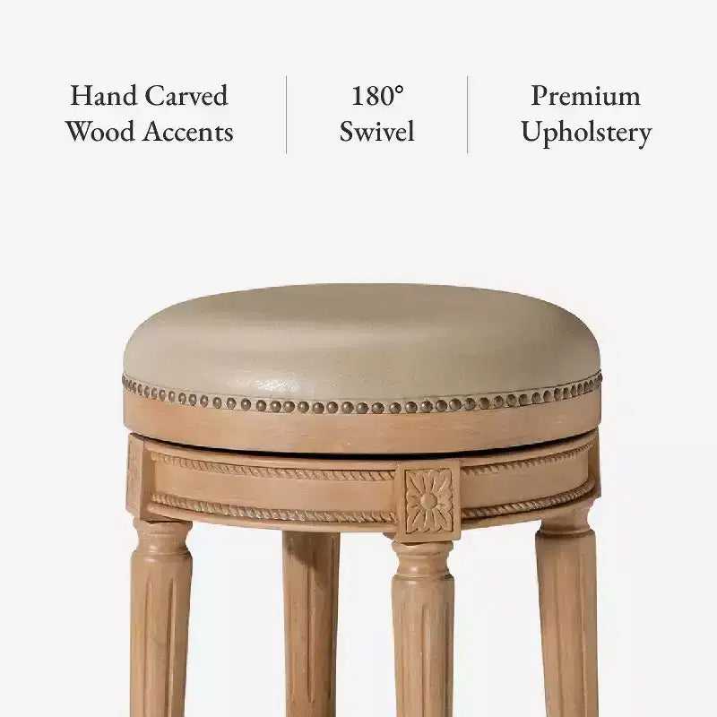 Maven Lane 26 Pullman Backless Swivel Counter Height Bar Stools with Faux Leather