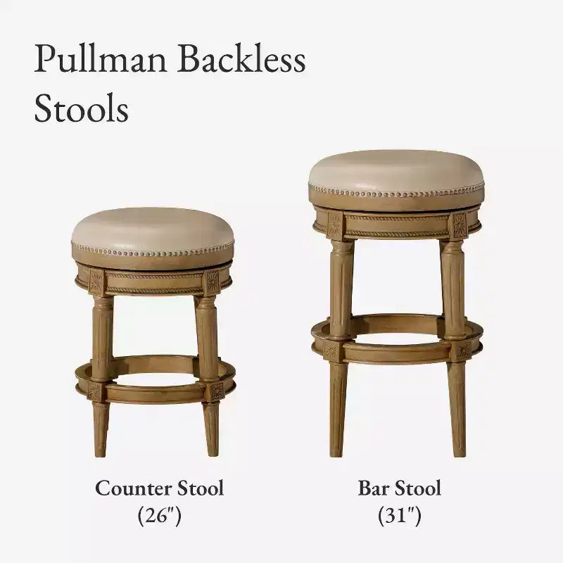 Maven Lane 26 Pullman Backless Swivel Counter Height Bar Stools with Faux Leather