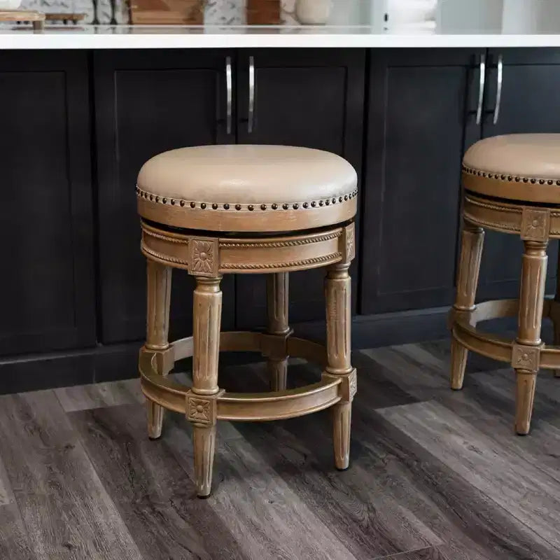 Maven Lane 26 Pullman Backless Swivel Counter Height Bar Stools with Faux Leather