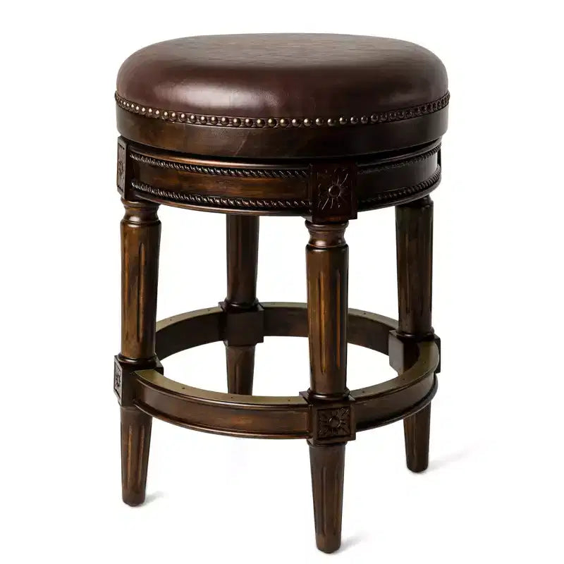 Maven Lane 26 Pullman Backless Swivel Counter Height Bar Stools with Faux Leather