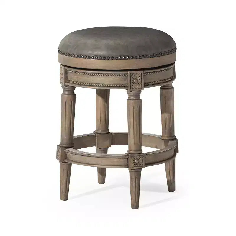 Maven Lane 26 Pullman Backless Swivel Counter Height Bar Stools with Faux Leather