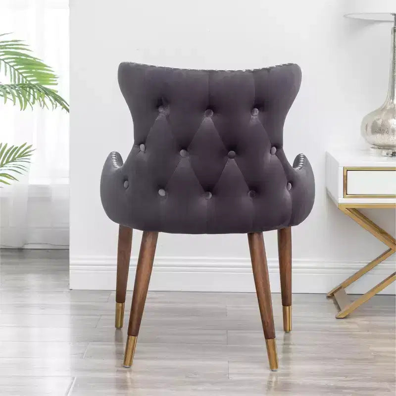 Okak Velvet Contemporary Accent Chair with Nailhead Trim Upholstery Deep Cushions Elegant Armchair with Solid Wood Legs for Living Room Bedroom