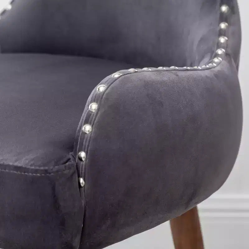 Okak Velvet Contemporary Accent Chair with Nailhead Trim Upholstery Deep Cushions Elegant Armchair with Solid Wood Legs for Living Room Bedroom