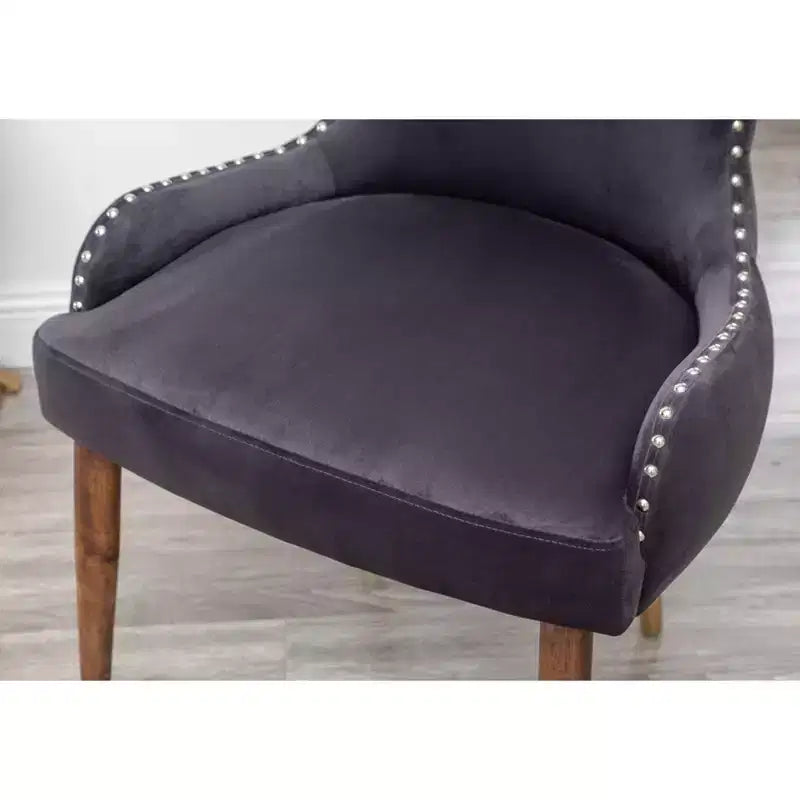 Okak Velvet Contemporary Accent Chair with Nailhead Trim Upholstery Deep Cushions Elegant Armchair with Solid Wood Legs for Living Room Bedroom