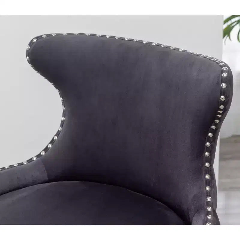 Okak Velvet Contemporary Accent Chair with Nailhead Trim Upholstery Deep Cushions Elegant Armchair with Solid Wood Legs for Living Room Bedroom