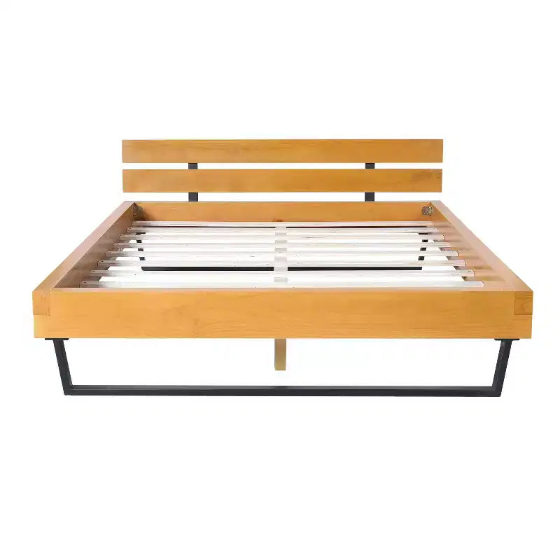 Christopher Knight Home Myora Modern Industrial Pine Wood Bed Frame with Iron Base