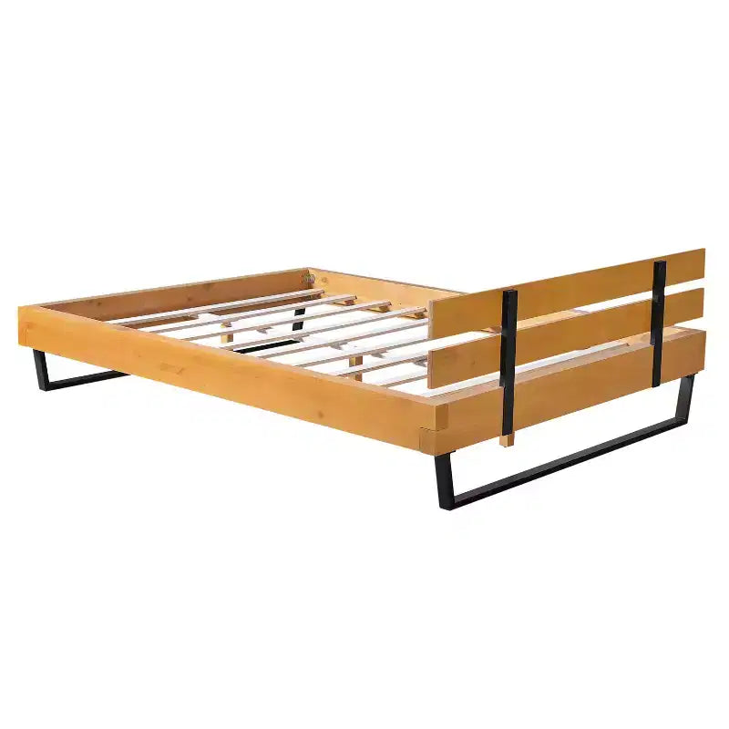 Christopher Knight Home Myora Modern Industrial Pine Wood Bed Frame with Iron Base
