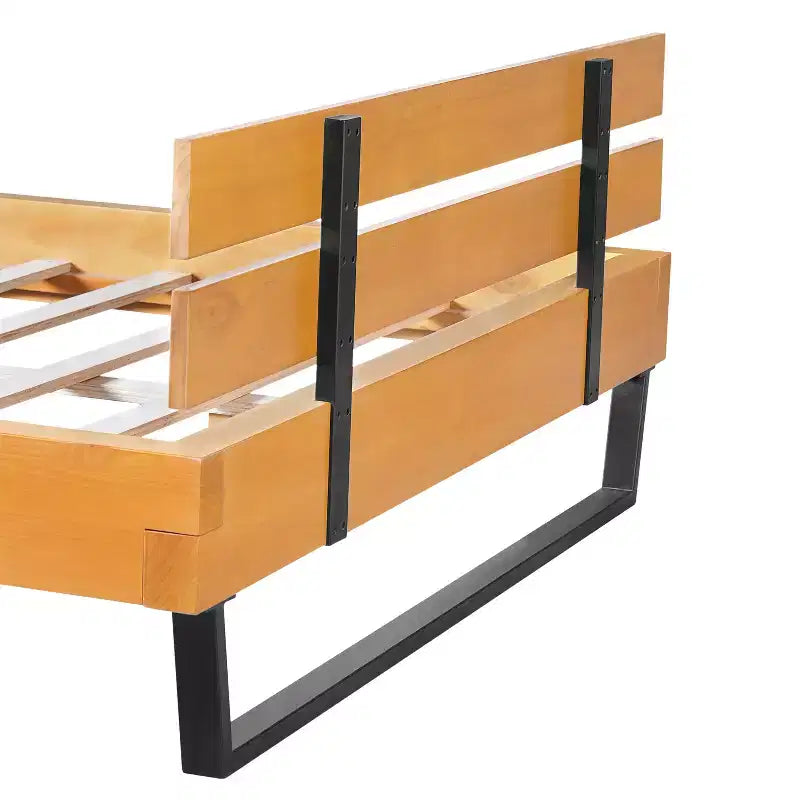 Christopher Knight Home Myora Modern Industrial Pine Wood Bed Frame with Iron Base