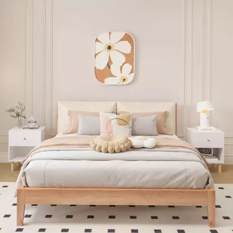 Kids Nightstand Wooden Nightstand End Table Side Table with Drawer&Shelf, White-ModernLuxe