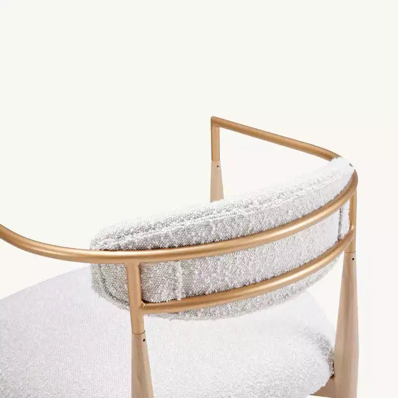 Boucle Dining Arm Barstools Set of 2,with Wood Grain Metal Legs for Kitchen, Living Room, Restaurant, Cafe - Morden Fort