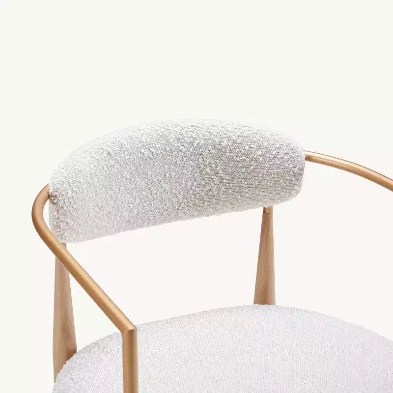 Boucle Dining Arm Barstools Set of 2,with Wood Grain Metal Legs for Kitchen, Living Room, Restaurant, Cafe - Morden Fort