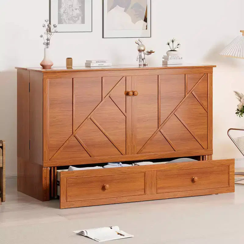 Mjkone Modern Queen Size Murphy Bed with USB ports & Foldable Mattress