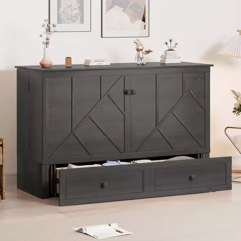 Mjkone Modern Queen Size Murphy Bed with USB ports & Foldable Mattress