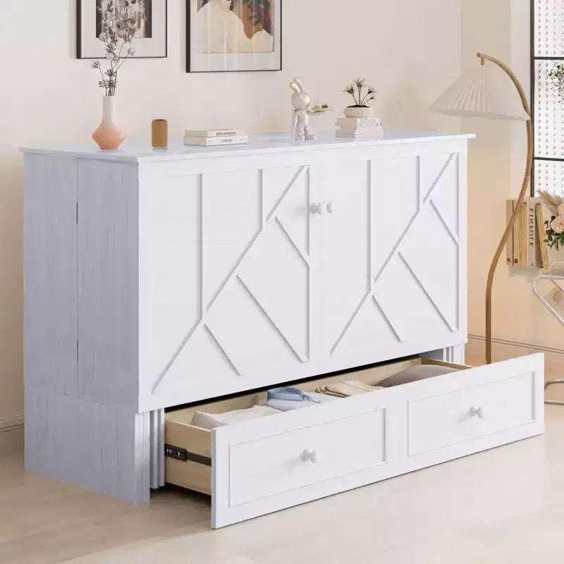 Mjkone Modern Queen Size Murphy Bed with USB ports & Foldable Mattress