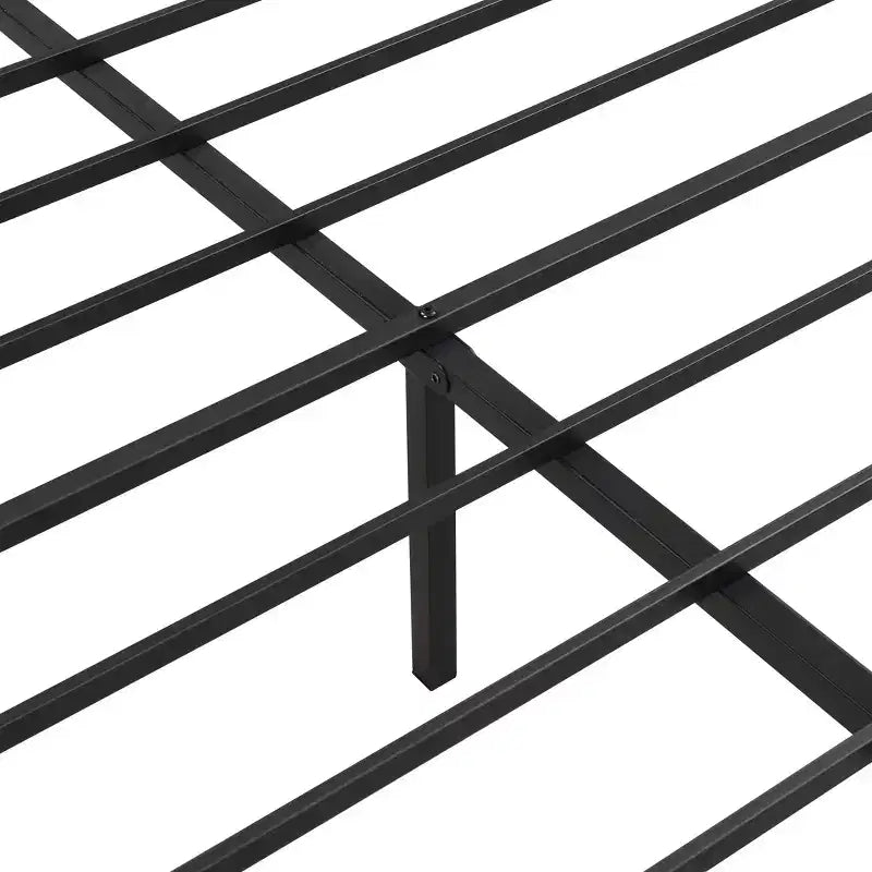 Okak King Size Bed Frame with Headboard, Modern Platform Bed with Wood Panel Decoration for Bedroom, Black
