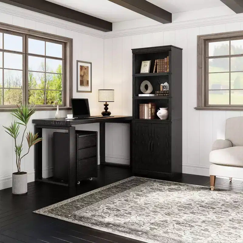 70 inch Tall Farmhouse Bookcases with Doors - 5 Tier Bookshelf, Bookshelf and Bookcase, Wooden Storage Cabinet for Living Room, Home, Office, Bedroom