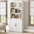 70 inch Tall Farmhouse Bookcases with Doors - 5 Tier Bookshelf, Bookshelf and Bookcase, Wooden Storage Cabinet for Living Room, Home, Office, Bedroom