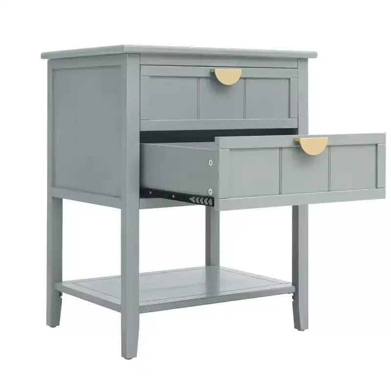 GDFStudio Ricardo Modern 22 Wood Rectangle End Table with 2 Drawer and Shelf
