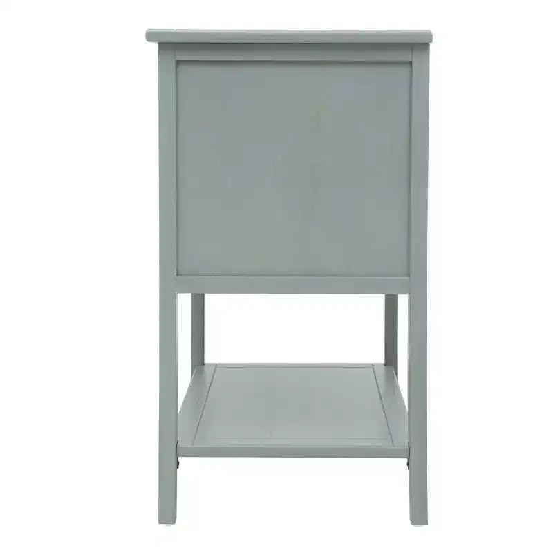 GDFStudio Ricardo Modern 22 Wood Rectangle End Table with 2 Drawer and Shelf