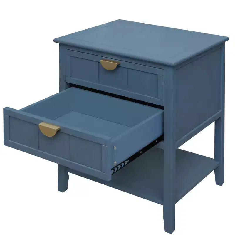 GDFStudio Ricardo Modern 22 Wood Rectangle End Table with 2 Drawer and Shelf