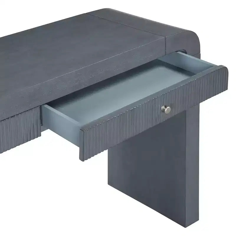 Rustic Console Table with Fluted Drawer and Curved Corners, Entryway Table with Thick Legs and Storage Drawer for Living Room - ModernLuxe