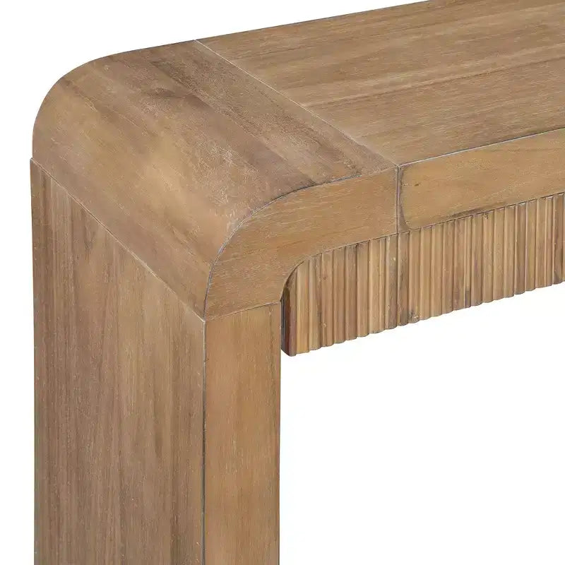 Rustic Console Table with Fluted Drawer and Curved Corners, Entryway Table with Thick Legs and Storage Drawer for Living Room - ModernLuxe